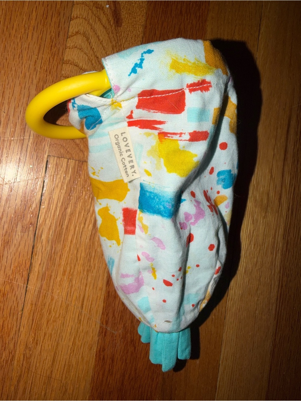 Lovevery Organic Cotton Teether Lovey - Yellow & Multicolor
